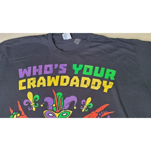 Whos Your Crawdaddy Crawfish Jester‎ Beads Funny Mardi Gras Unisex T-shirt 3X - Picture 4 of 13